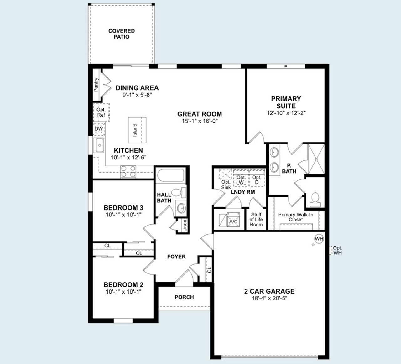2D floor plan layout of this home in Aspire at Palm Coast, Palm Coast, FL (Image 2).