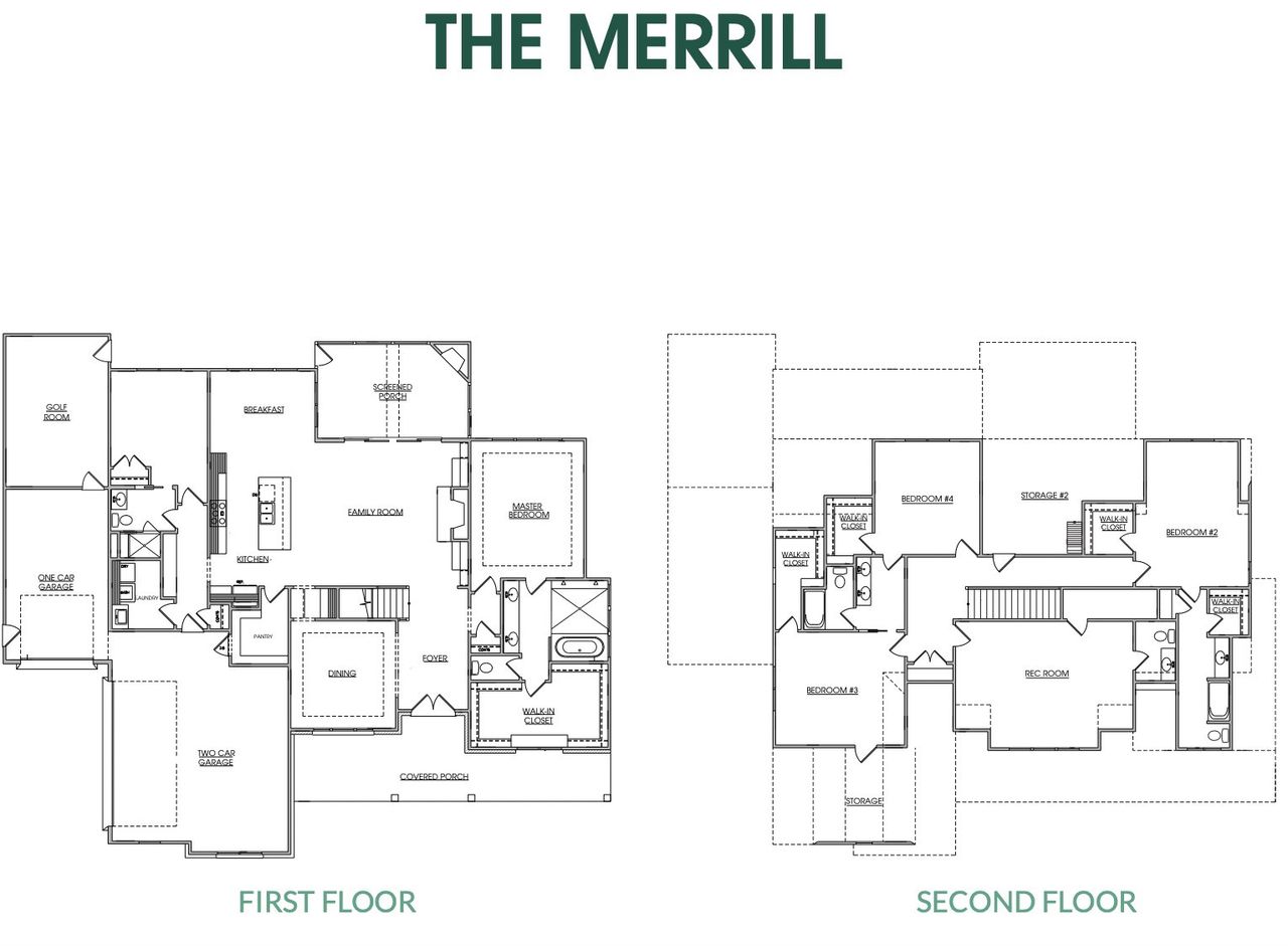 2D floor plan layout for the The Merrill by Ken Harvey Homes in Cotton Farms, Fuquay Varina, NC (Image 2).