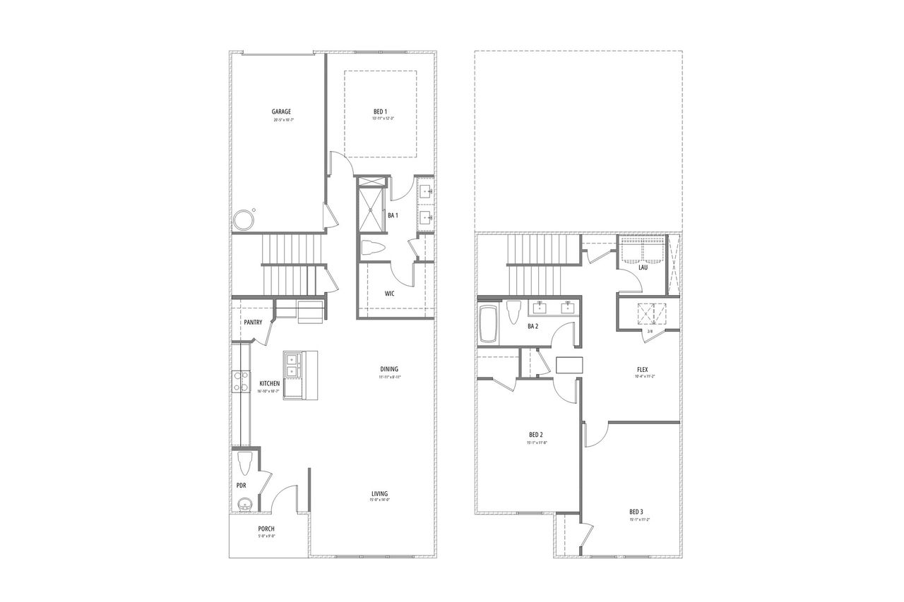 2D floor plan layout for the The Gordon by D.R. Horton in Fallschase, Tallahassee, FL (Image 2).