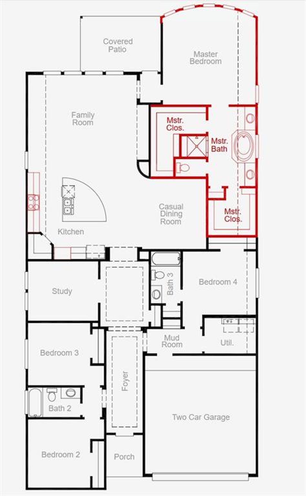 2D floor plan layout of this home in Pomona 50' & 55', Manvel, TX (Image 2).