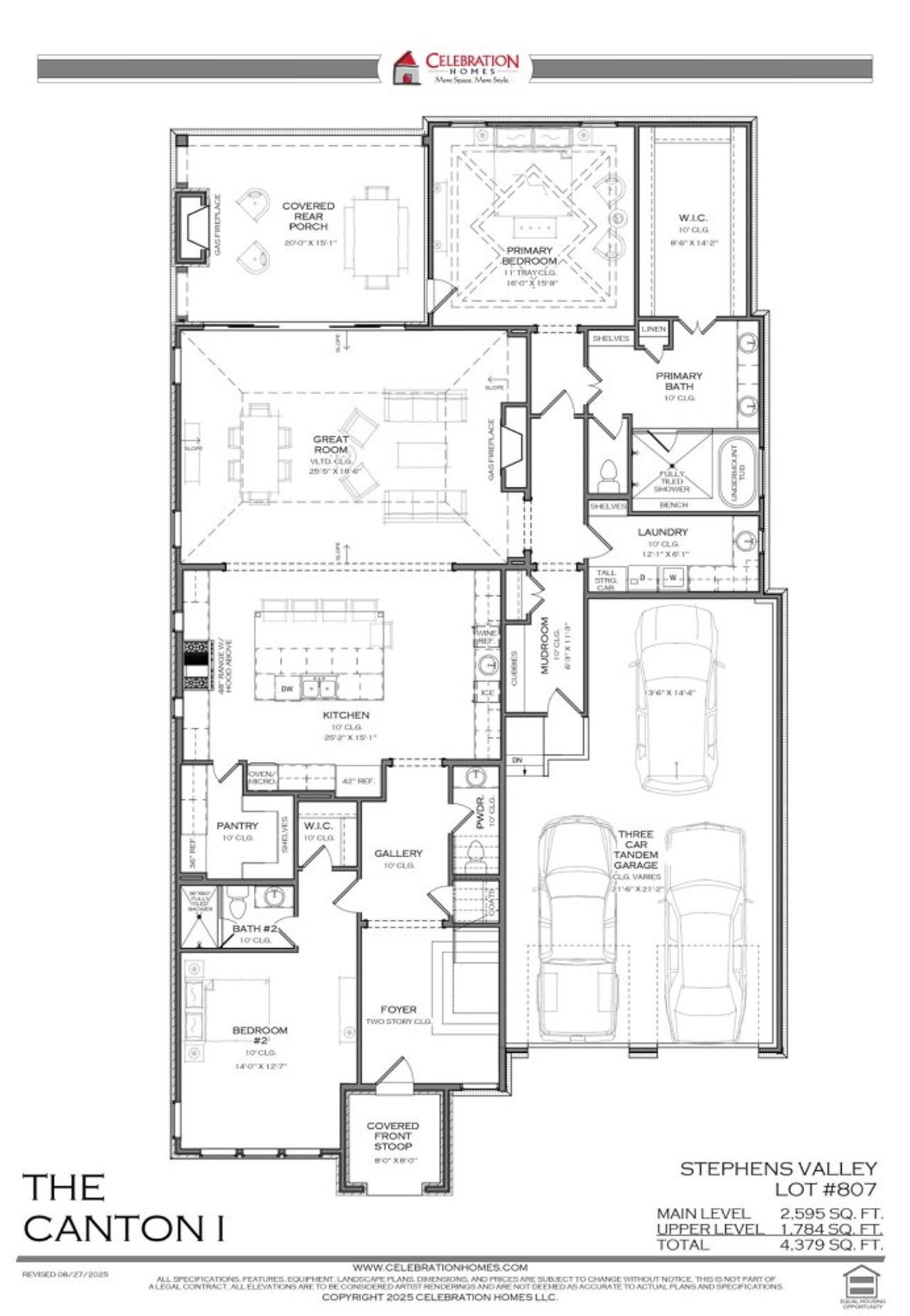 2D floor plan layout for the 807 CANTON I by Celebration Homes in Stephens Valley, Nashville, TN (Image 2).