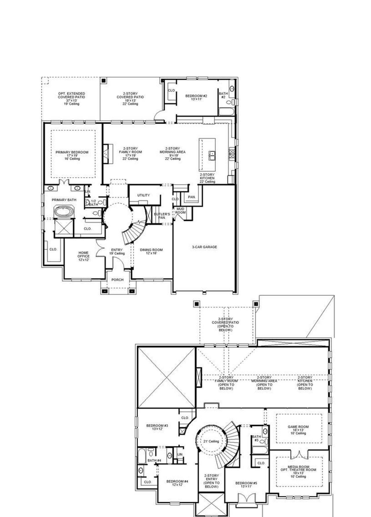 2D floor plan layout of this home in Parkside on the River West, Georgetown, TX (Image 2).