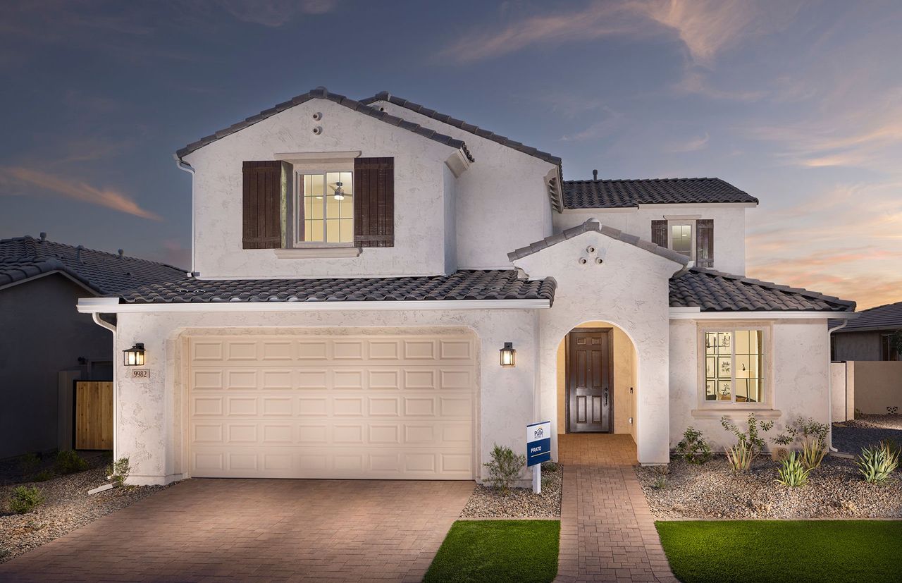 Front exterior of a new home in Blossom Rock, Apache Junction, AZ, highlighting curb appeal (Image 2).