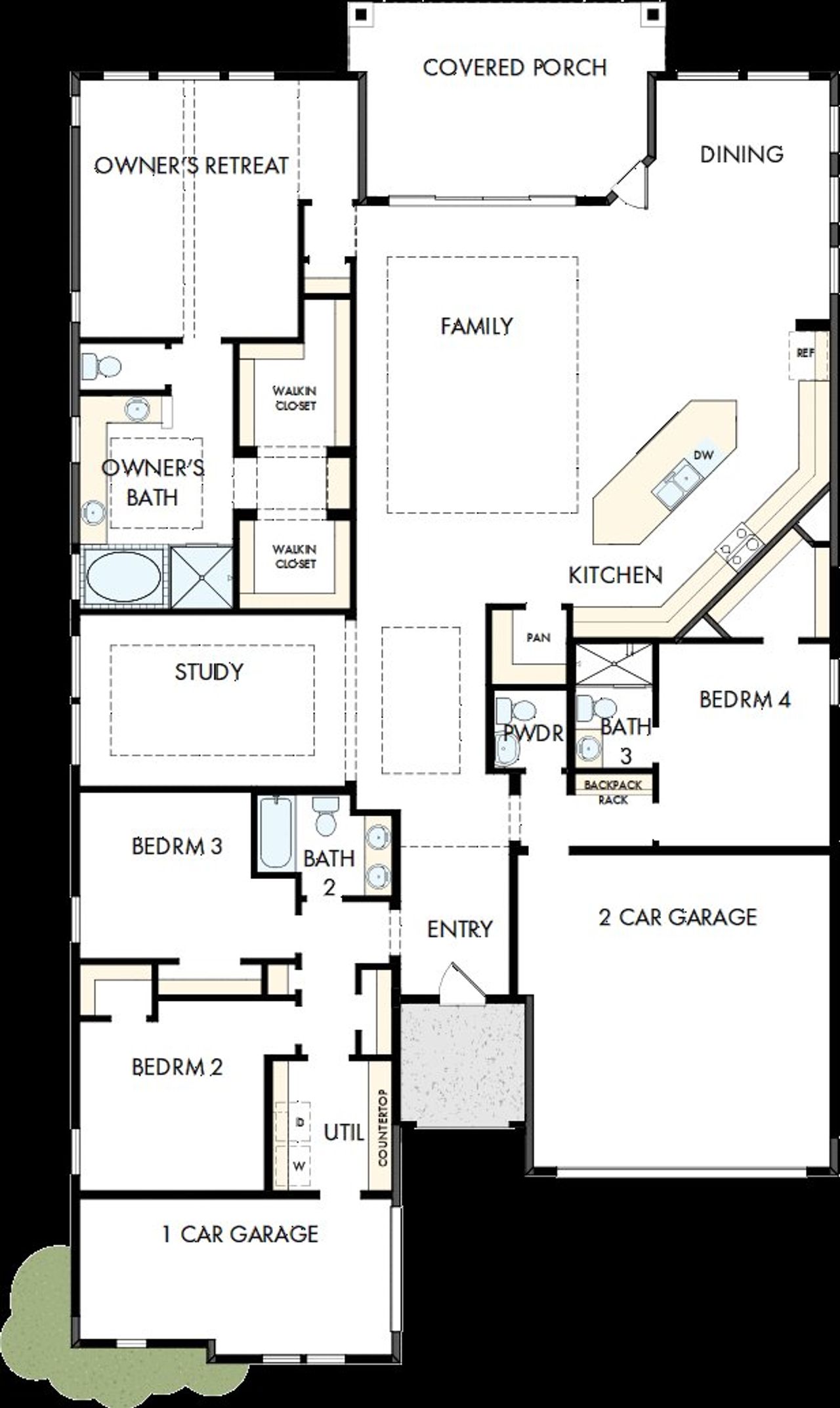 2D floor plan layout of this home in The Woodlands Hills - Summit Collection, Willis, TX (Image 2).