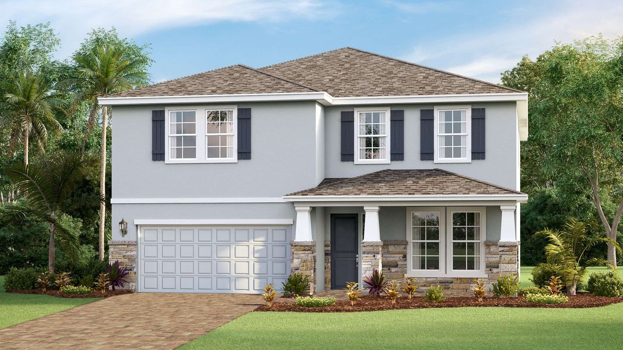 Representative exterior photo of a completed home built from the Holden by D.R. Horton in Seagrass - Express & Tradition, Punta Gorda, FL (Image 2).
