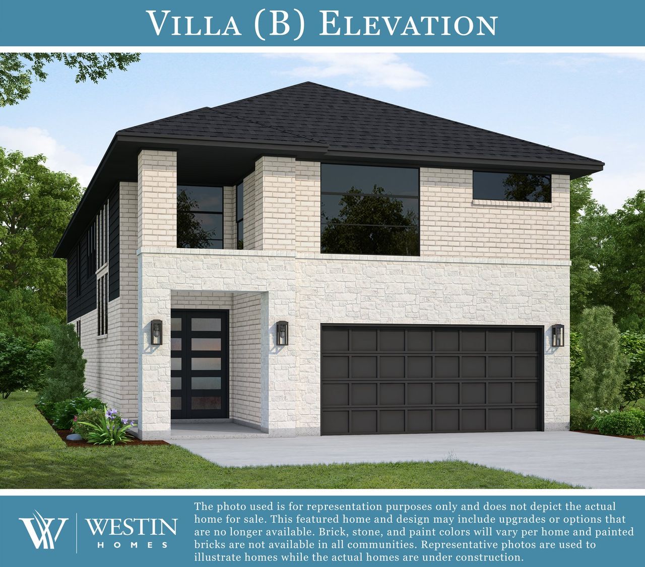 Representative exterior photo of a completed home built from the The Villa by Westin Homes in Kresston, Montgomery, TX (Image 2).