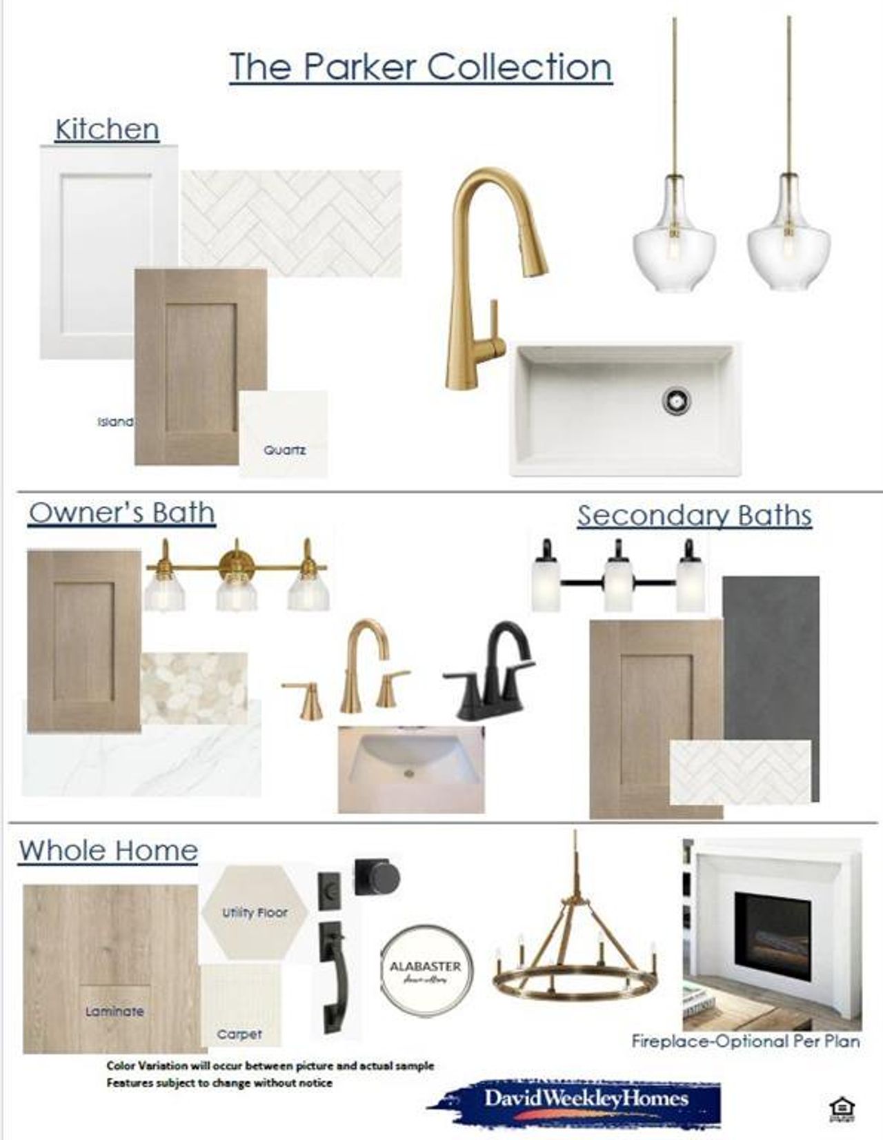 Design Selections Document. Illustrating material and fixture choices for various areas of the property Design Selections Document. Illustrating material and fixture choices for various areas of the property