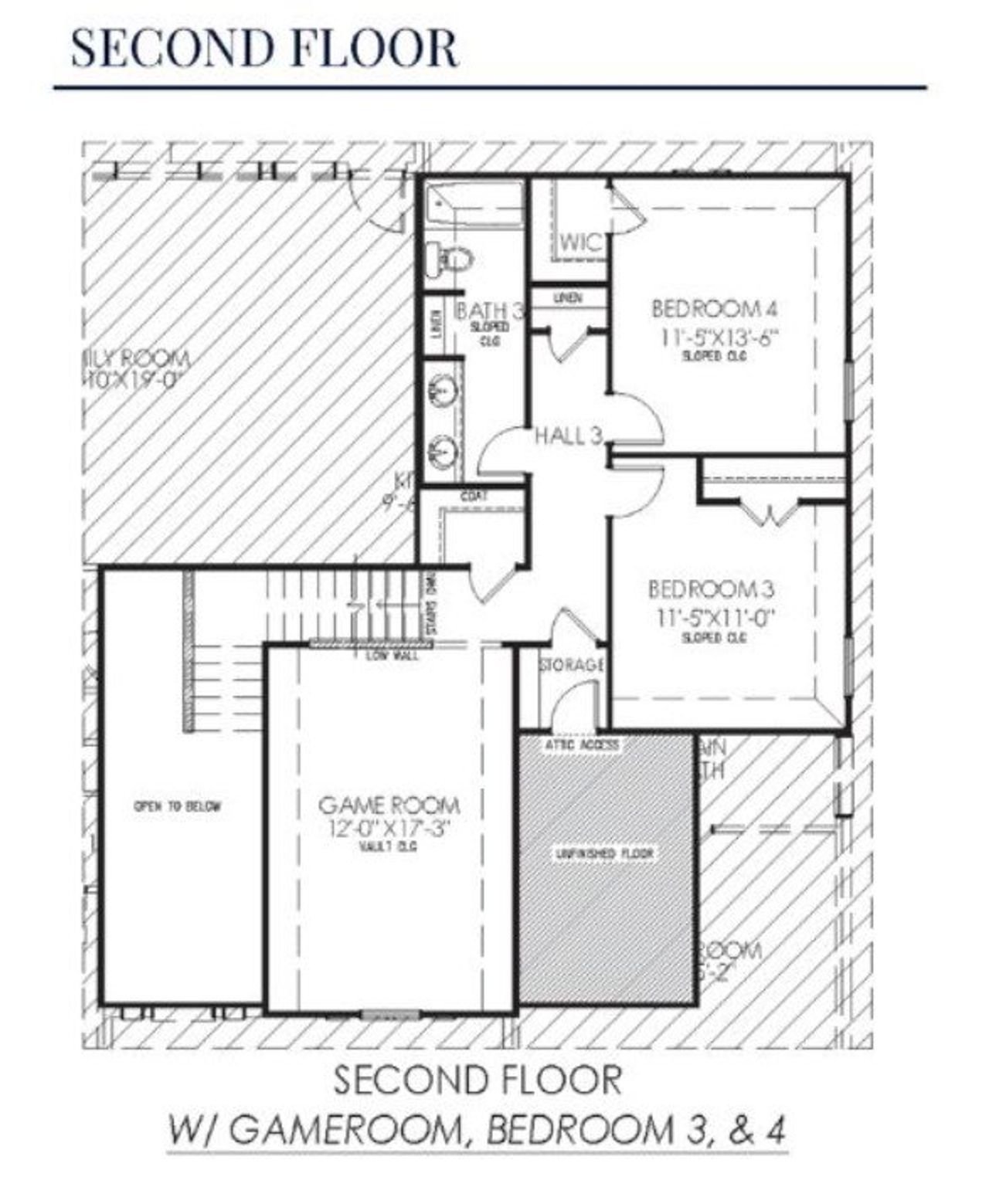 2D floor plan layout for the The Volente by Lillian Custom Homes in Ten Mile Creek Estates, DeSoto, TX (Image 2).