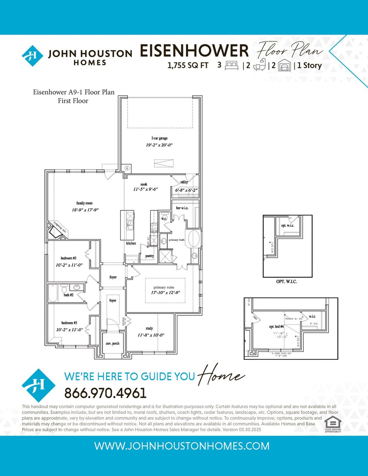 2D floor plan layout for the Eisenhower by John Houston Homes in The Retreat, Waxahachie, TX (Image 2).