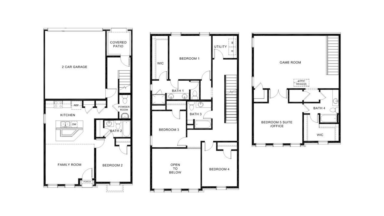 2D floor plan layout of this home in The Avenue, Allen, TX (Image 2).