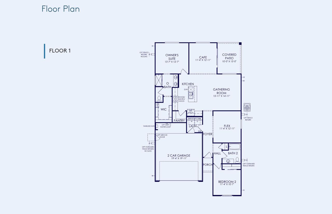 2D floor plan layout of this home in Sun City Anthem at Merrill Ranch, Florence, AZ (Image 2).