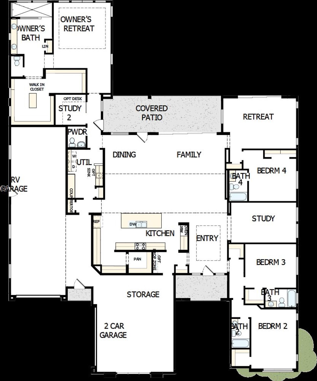2D floor plan layout of this home in Tierra at Legado West, Queen Creek, AZ (Image 2).