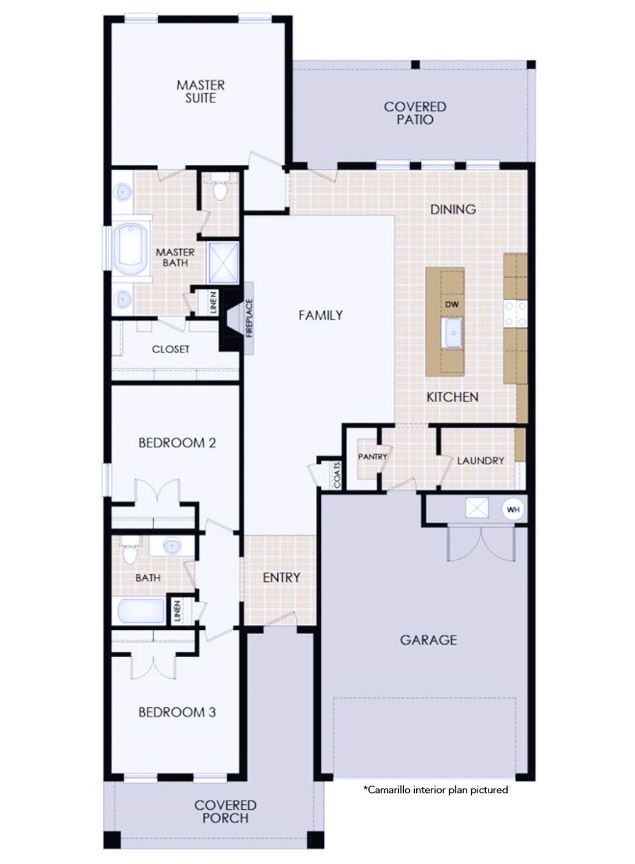 2D floor plan layout for the Camarillo by Wyldewood Homes in Rose Hill, Denison, TX (Image 2). 2D floor plan layout for the Camarillo by Wyldewood Homes in Rose Hill, Denison, TX (Image 2).