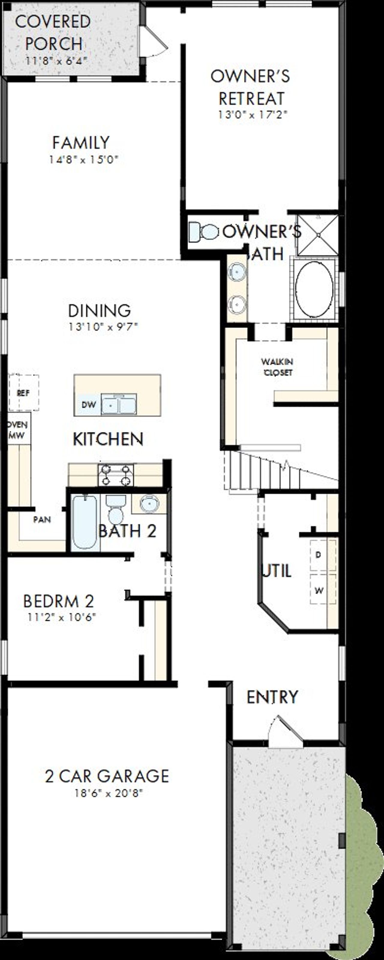 2D floor plan layout of this home in Solterra - Garden Series, Mesquite, TX (Image 2). 2D floor plan layout of this home in Solterra - Garden Series, Mesquite, TX (Image 2).