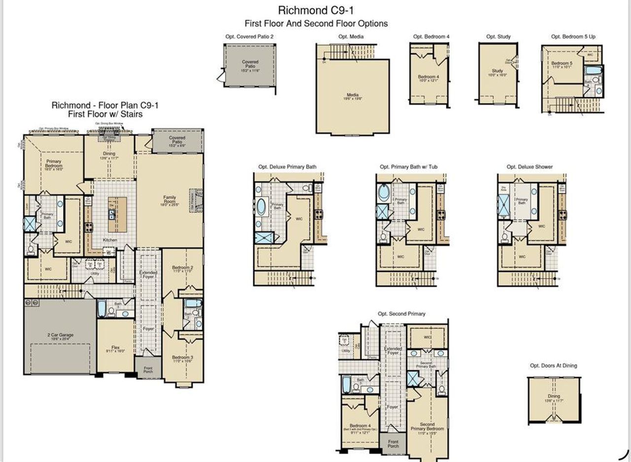 2D floor plan layout of this home in Redden Farms - Phase 1, Midlothian, TX (Image 2).
