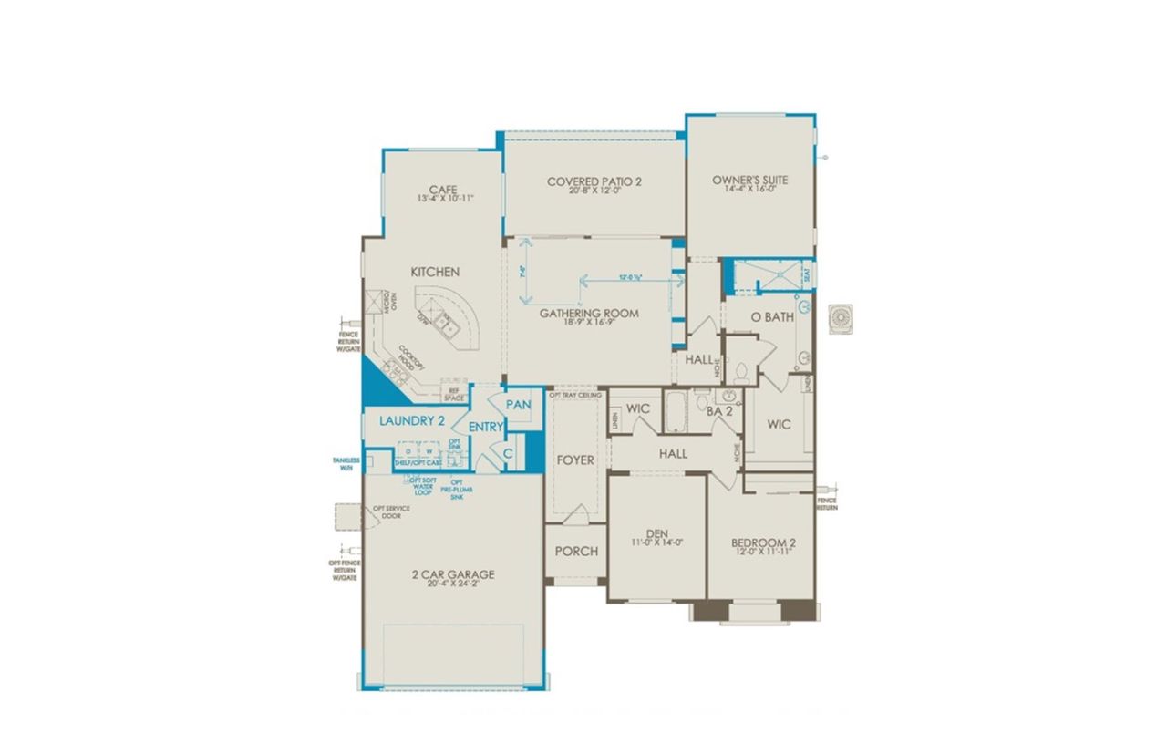 2D floor plan layout of this home in Del Webb at Rocking K, Tucson, AZ (Image 2).