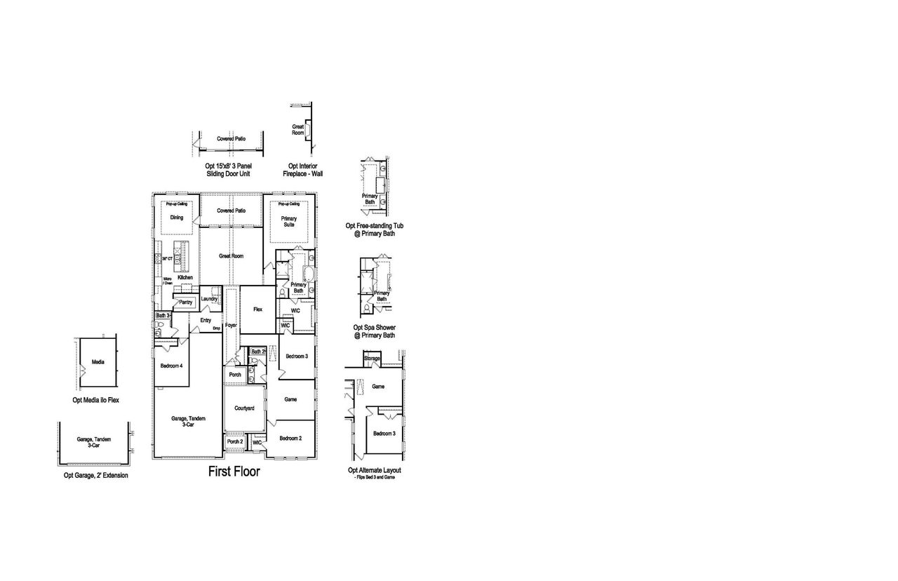 2D floor plan layout of this home in Silverleaf, Cedar Creek, TX (Image 2).