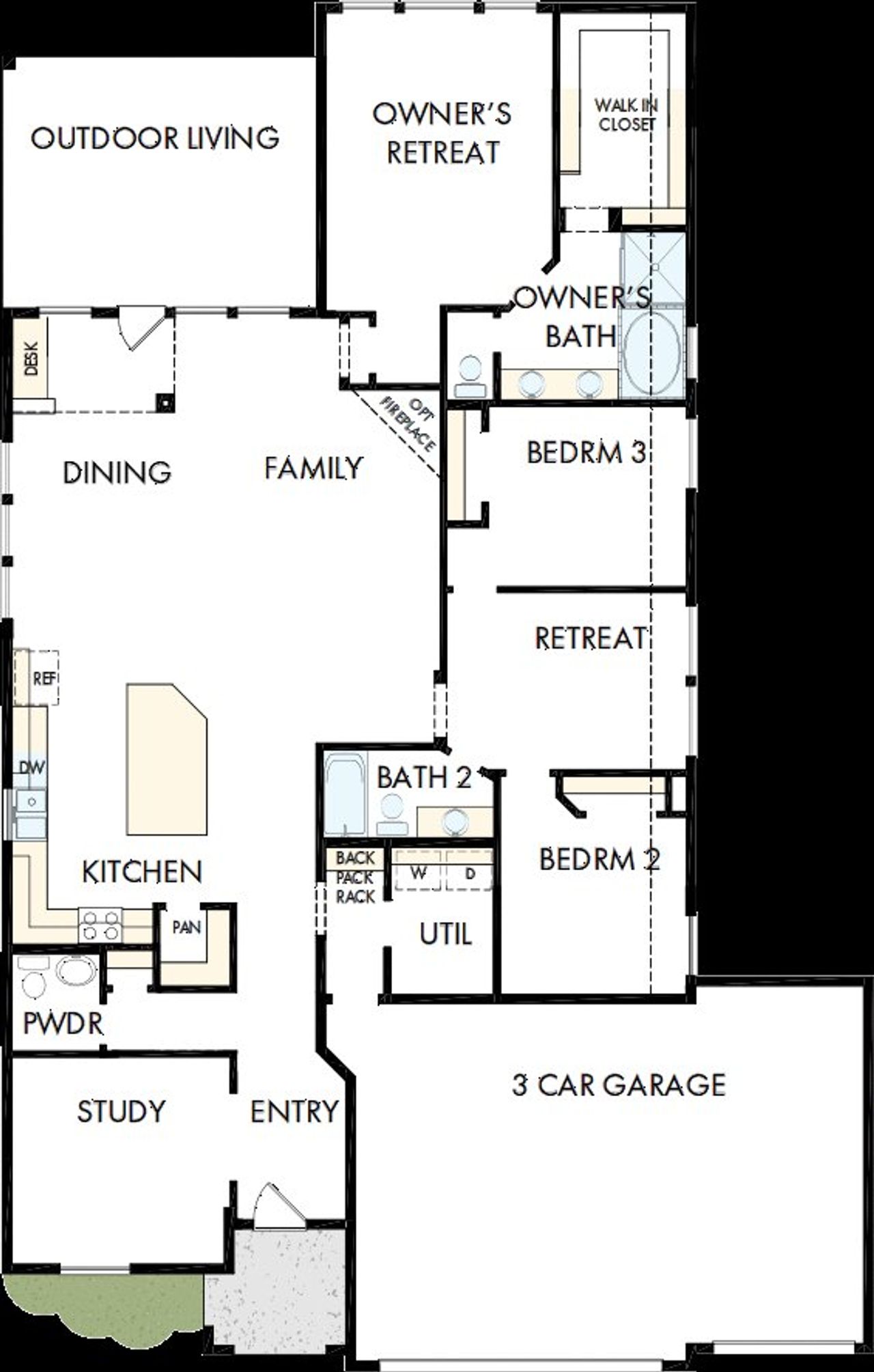 2D floor plan layout of this home in Riceland - Enclave Collection, Mont Belvieu, TX (Image 2).