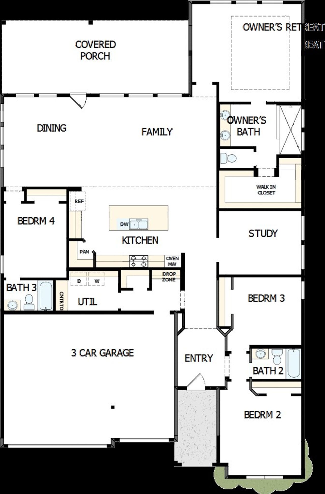 2D floor plan layout of this home in Terraces – Classics, Rockwall, TX (Image 2). 2D floor plan layout of this home in Terraces – Classics, Rockwall, TX (Image 2).