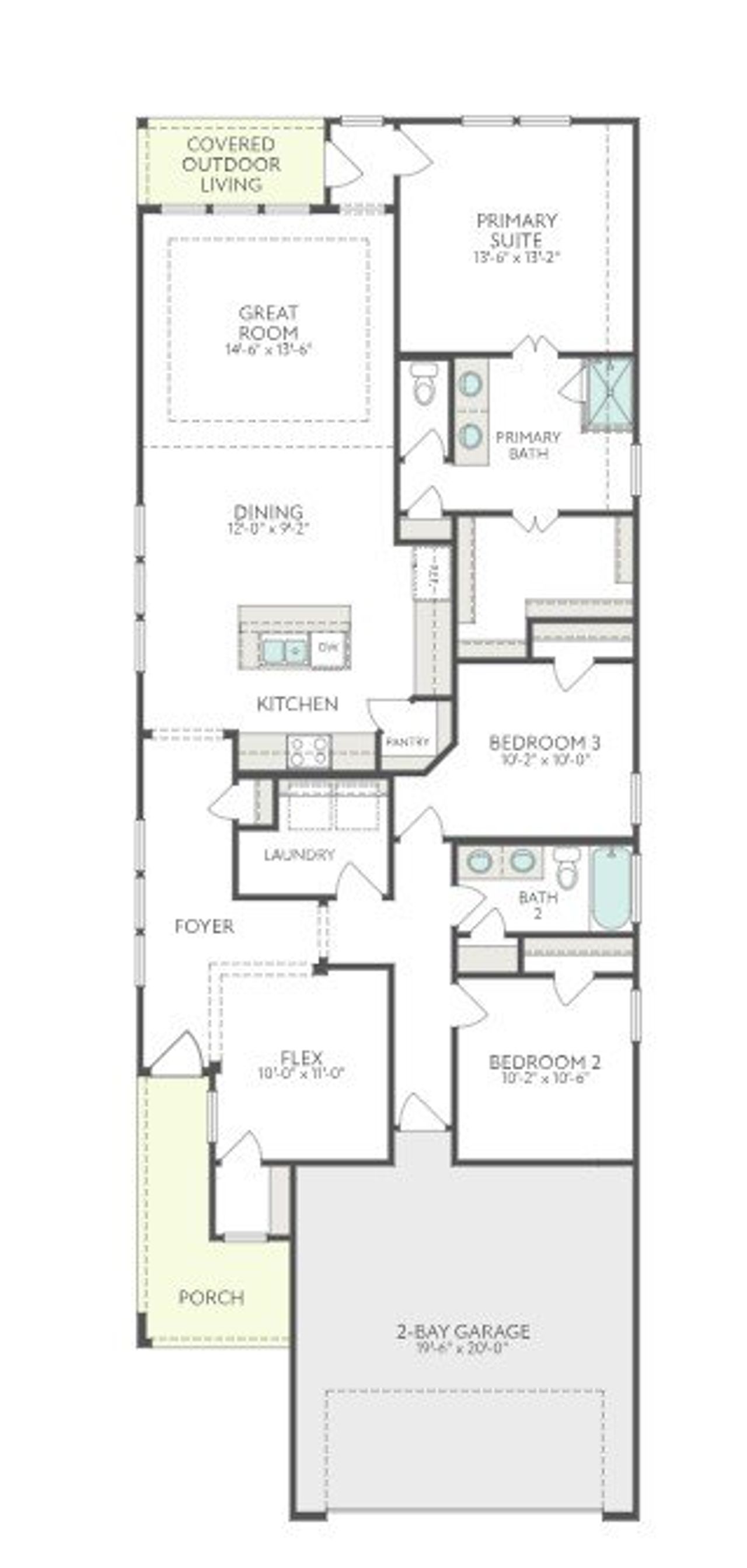 2D floor plan layout for the Osprey by Tri Pointe Homes in Trillium, Richmond, TX (Image 2).
