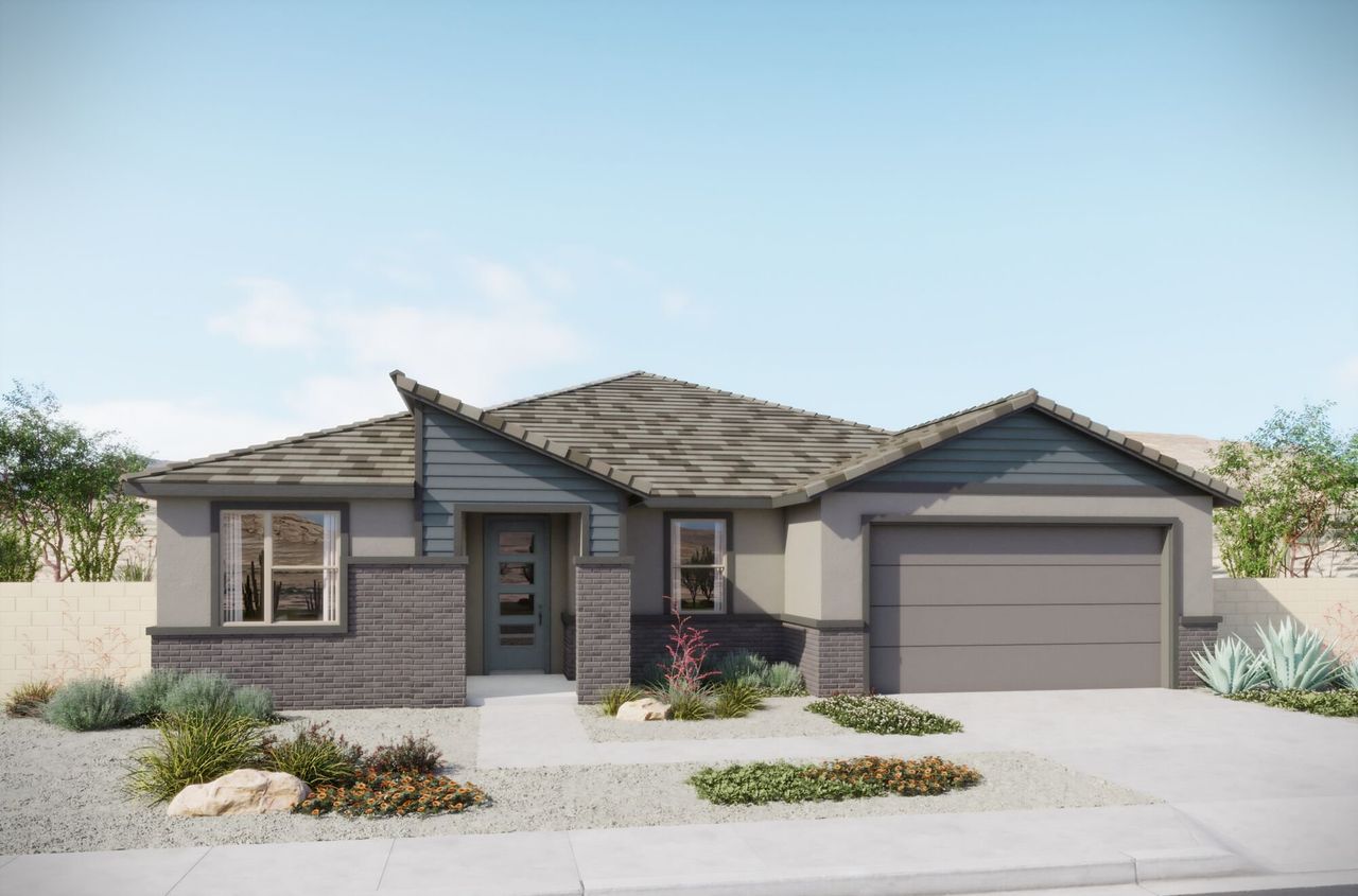 Representative exterior photo of a completed home built from the Apple by Mattamy Homes in Tavira at Twin Peaks, Oro Valley, AZ (Image 2). Representative exterior photo of a completed home built from the Apple by Mattamy Homes in Tavira at Twin Peaks, Oro Valley, AZ (Image 2).