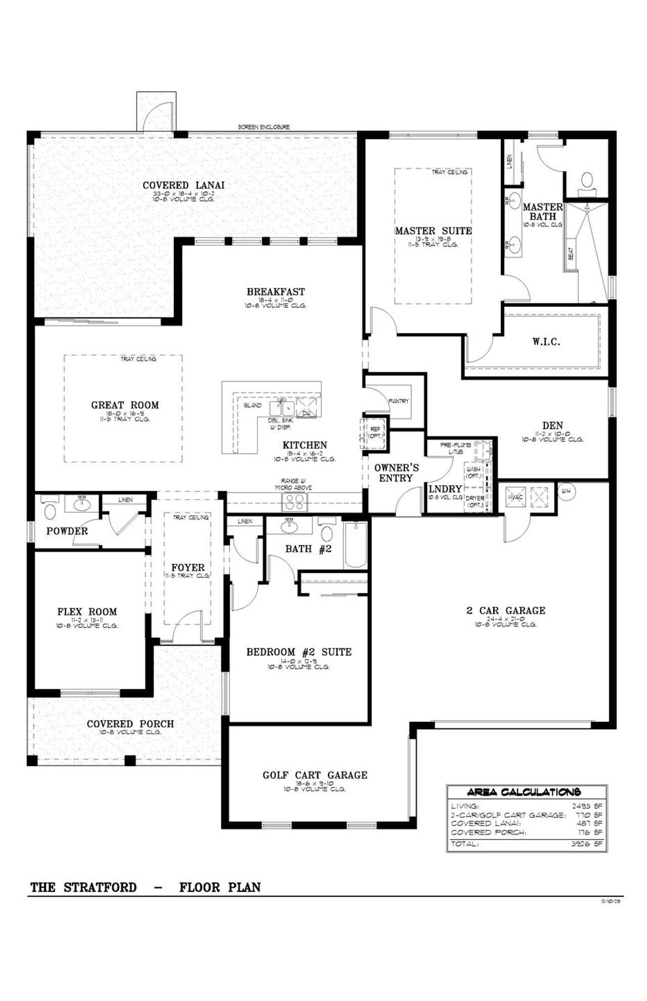 2D floor plan layout for the Balfour - Stratford by Colen Built Development, LLC in On Top of the World Communities, Ocala, FL (Image 2).
