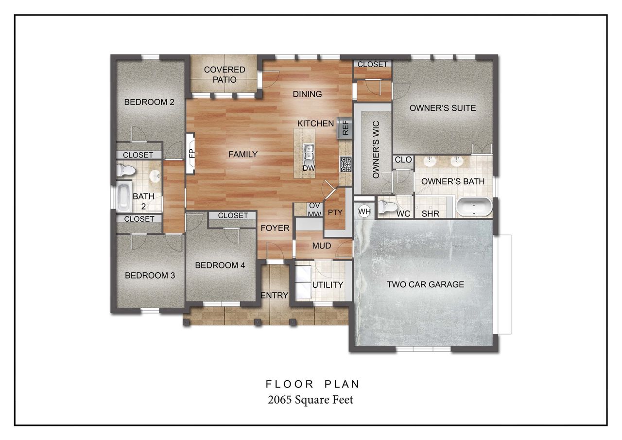 2D floor plan layout of this home in Stagecoach Crossing, Bridgeport, TX (Image 2).