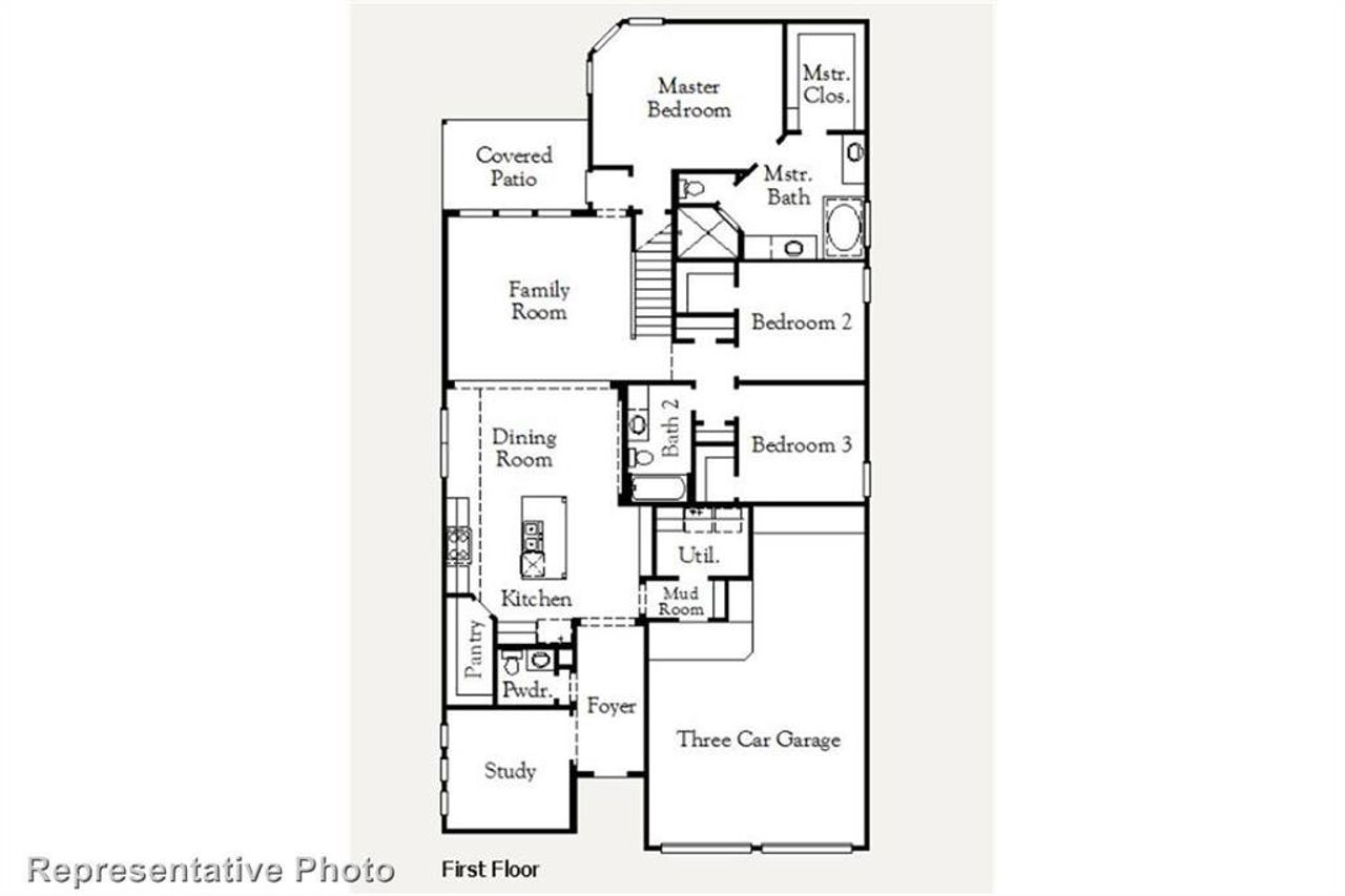 2D floor plan layout of this home in Trinity Falls 50', McKinney, TX (Image 2).