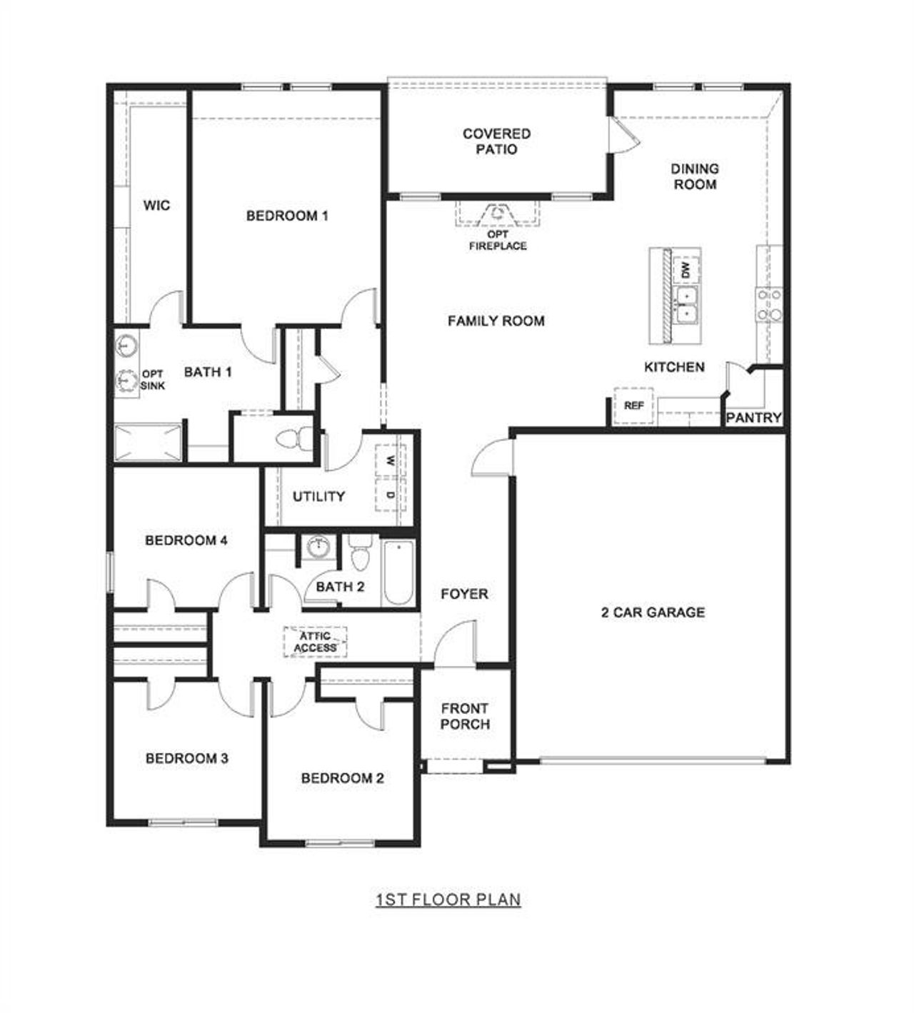 2D floor plan layout of this home in Windrose, Pilot Point, TX (Image 2).