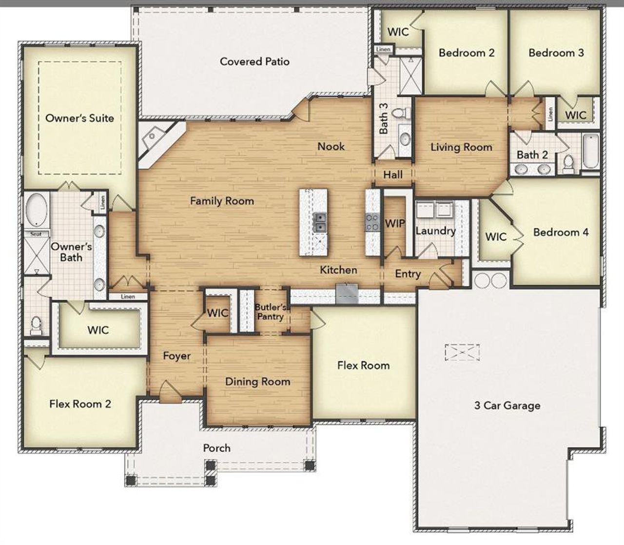 2D floor plan layout of this home in Rocky Top, Krum, TX (Image 2).