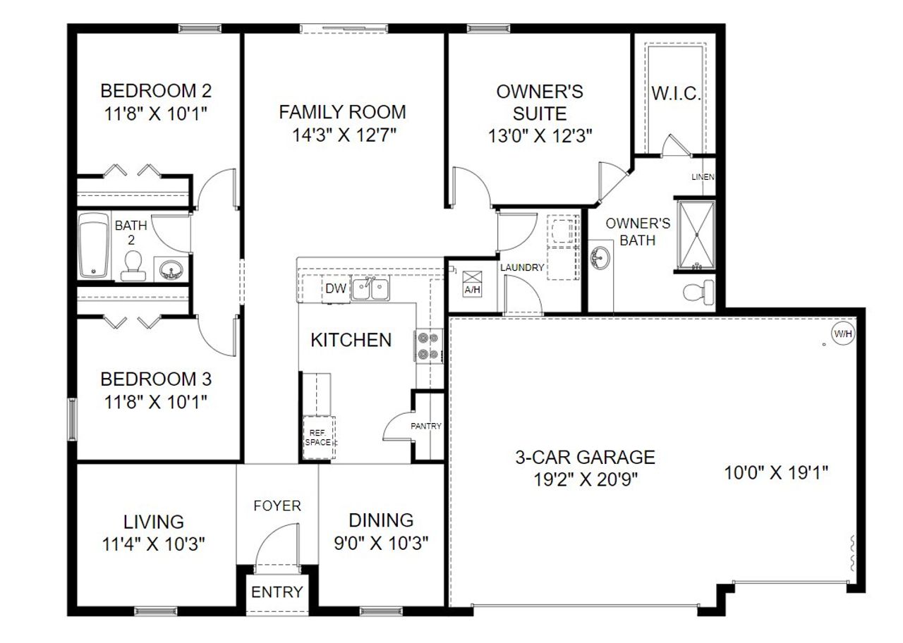 2D floor plan layout for the Alexander by Holiday Builders in Ocala, Ocala, FL (Image 2).