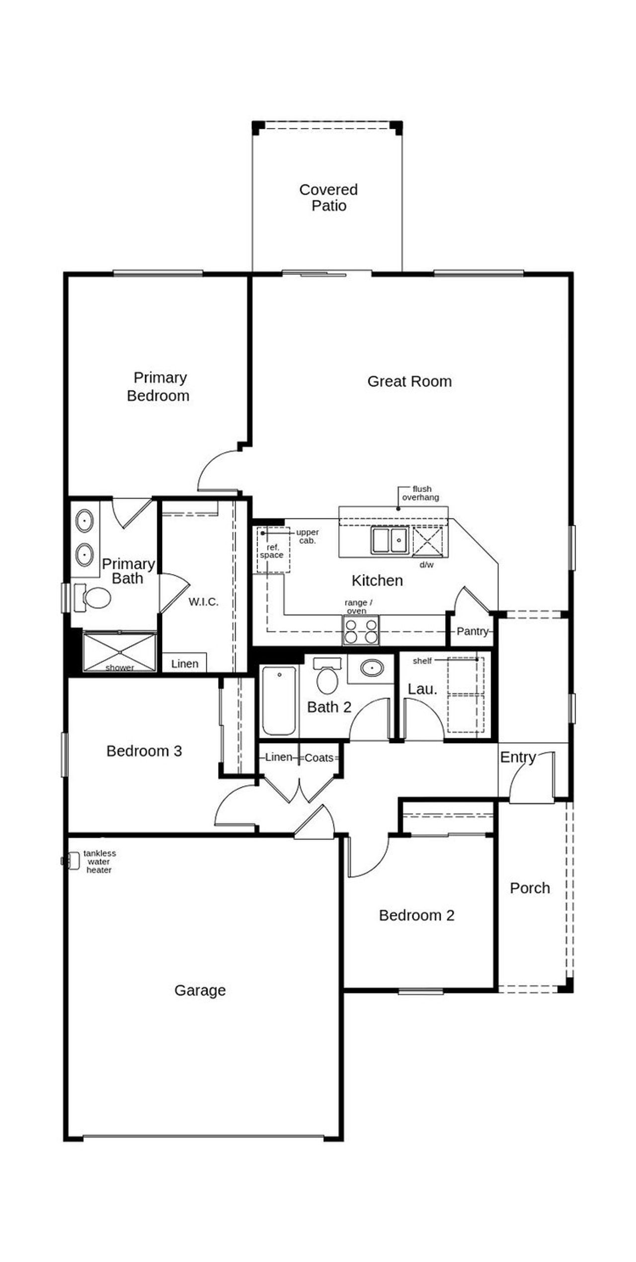 2D floor plan layout of this home in Entrada Del Pueblo at Rancho Sahuarita, Sahuarita, AZ (Image 2).