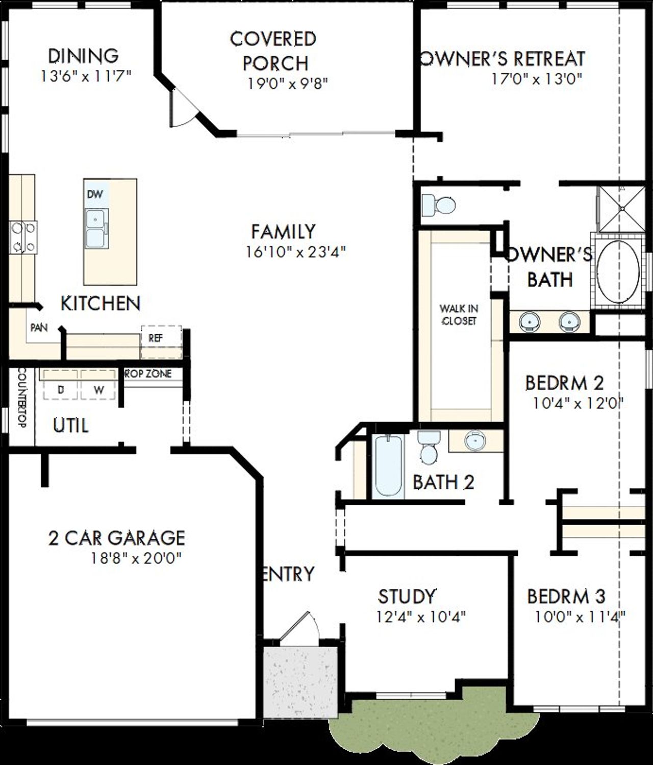 2D floor plan layout of this home in Sunfield, Buda, TX (Image 2).