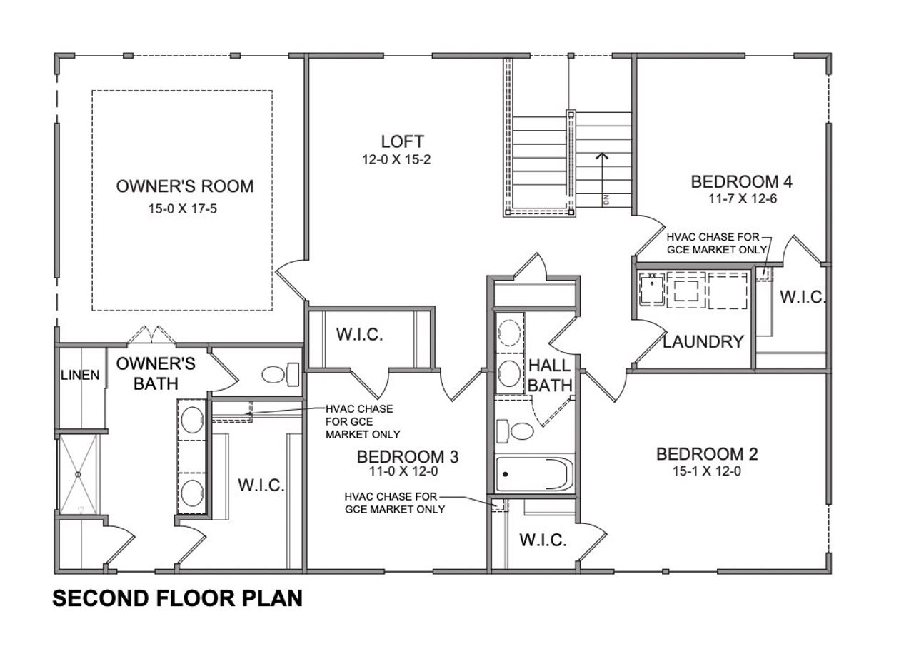 2D floor plan layout for the Wyatt by Fischer Homes in Pickens Bluff, Hiram, GA (Image 2).