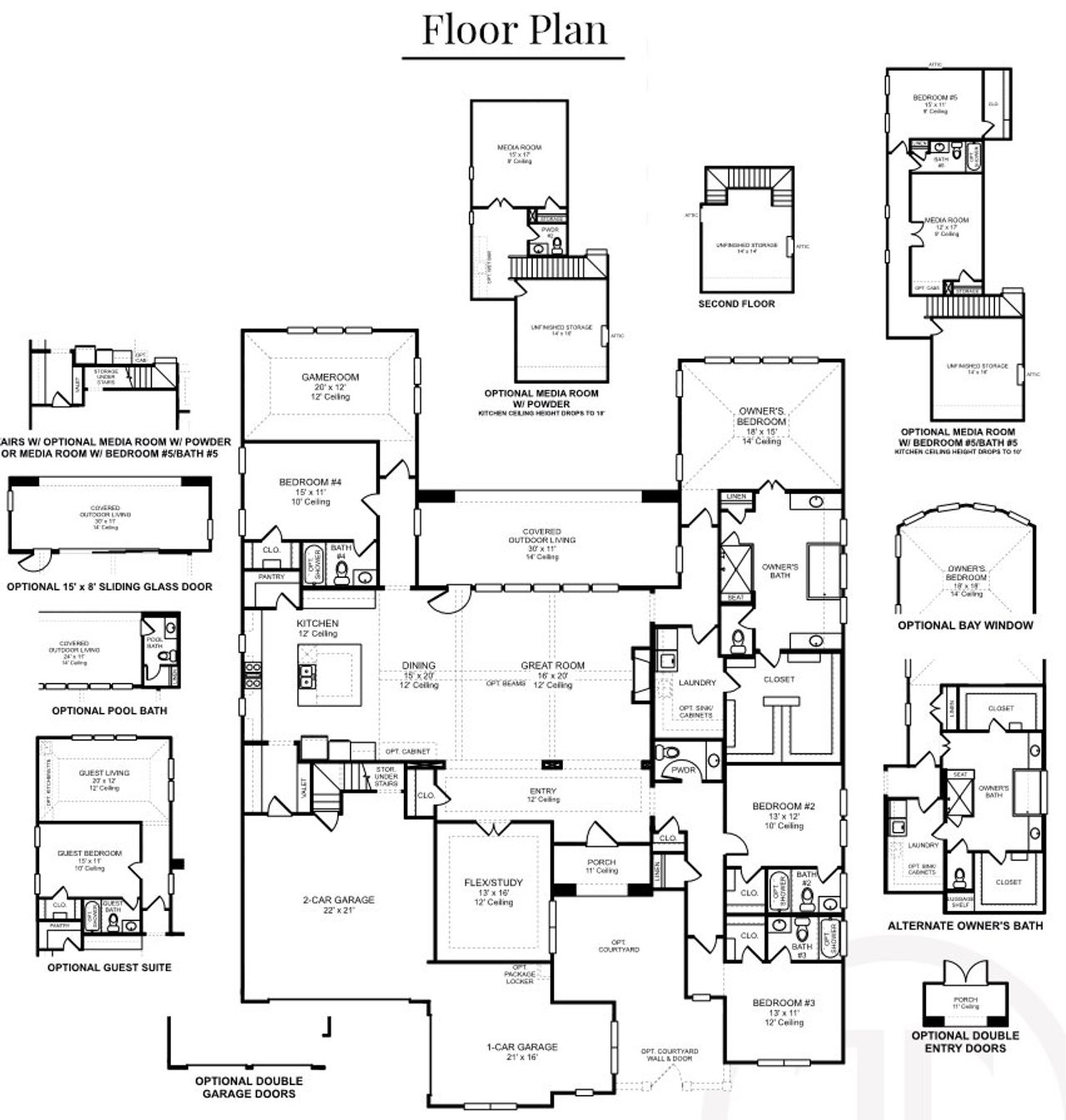 2D floor plan layout for the Plan 7011 by Tradition Homes in Mustang Lakes – 86’, Celina, TX (Image 2). 2D floor plan layout for the Plan 7011 by Tradition Homes in Mustang Lakes – 86’, Celina, TX (Image 2).
