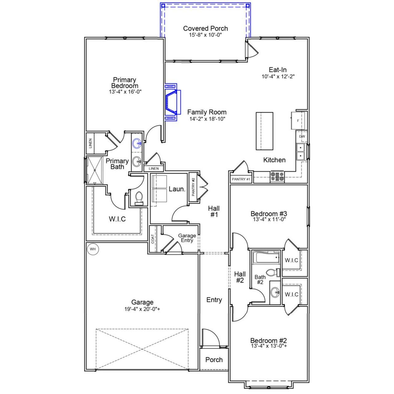 2D floor plan layout of this home in Citadel Point at Southbridge, Sneads Ferry, NC (Image 2).