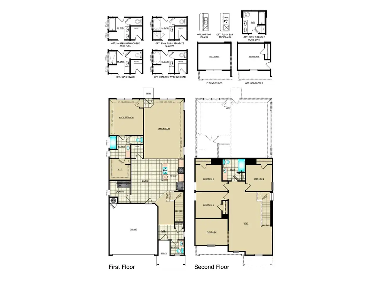 2D floor plan layout for the RC Manchester by Lennar in Saddle Ridge, Lytle, TX (Image 2).