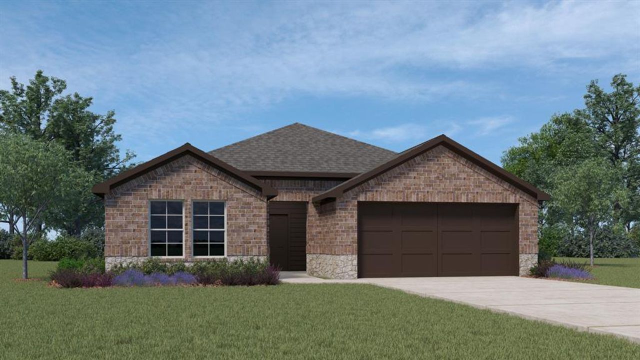 Front exterior of a new home in Northspur, Terrell, TX, highlighting curb appeal (Image 2). Front exterior of a new home in Northspur, Terrell, TX, highlighting curb appeal (Image 2).
