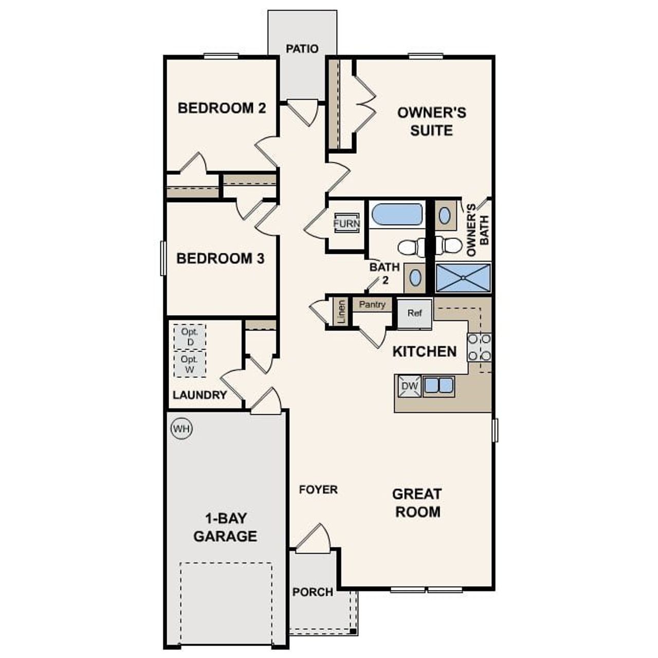 2D floor plan layout of this home in Moss Creek, Spartanburg, SC (Image 2).