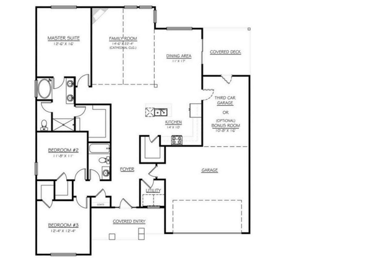 2D floor plan layout for the OAKLAND B by D.R. Horton in Palmetto Valley, Anderson, SC (Image 2).