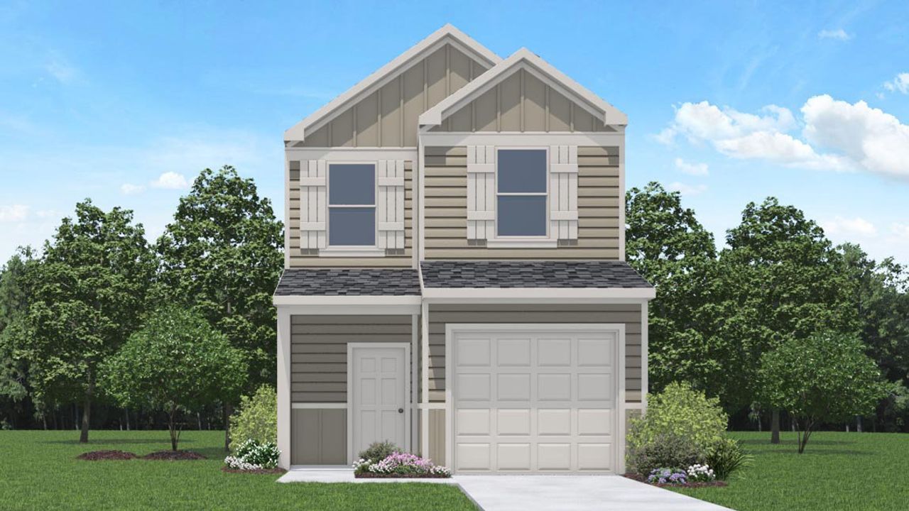 Representative exterior photo of a completed home built from the Bree by D.R. Horton in The Villas at Legacy Park, Houston, TX (Image 2). Representative exterior photo of a completed home built from the Bree by D.R. Horton in The Villas at Legacy Park, Houston, TX (Image 2).