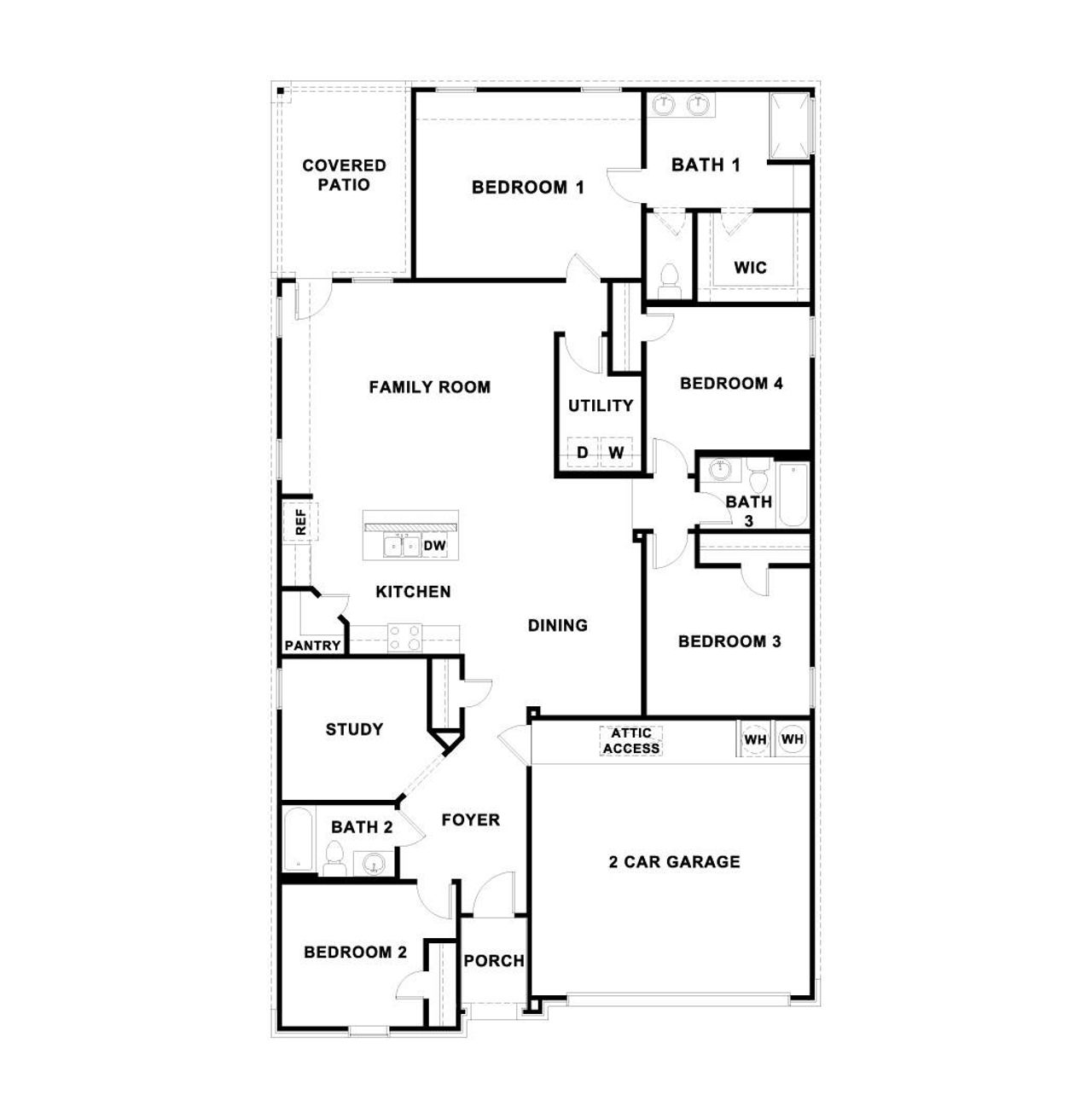 2D floor plan layout of this home in Carillon, Manor, TX (Image 2).