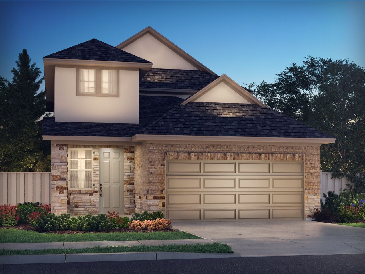 Representative exterior photo of a completed home built from the The Olympic (380) by Meritage Homes in Harper's Preserve - Traditional Series, Conroe, TX (Image 2).