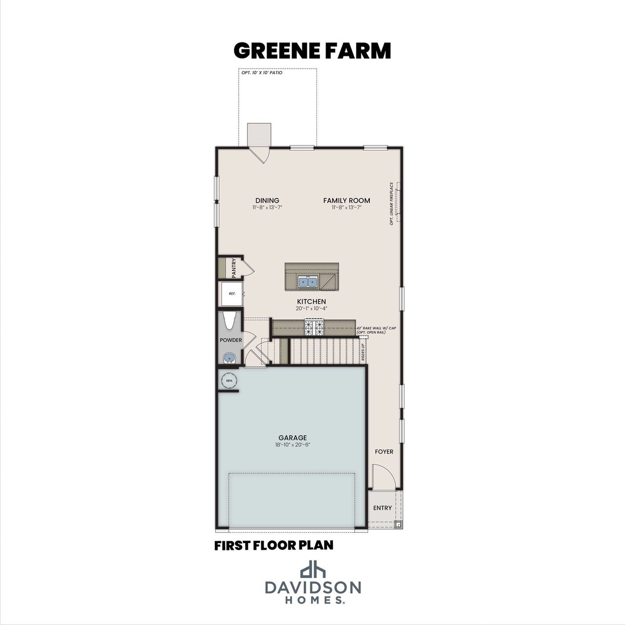 2D floor plan layout for the The Charlotte B by Davidson Homes LLC in Greene Farm, Cartersville, GA (Image 2).