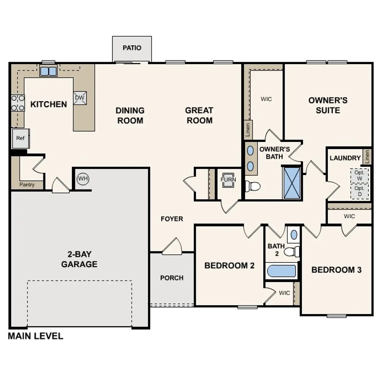 2D floor plan layout of this home in Arrowhead By The Lake, Lizella, GA (Image 2).