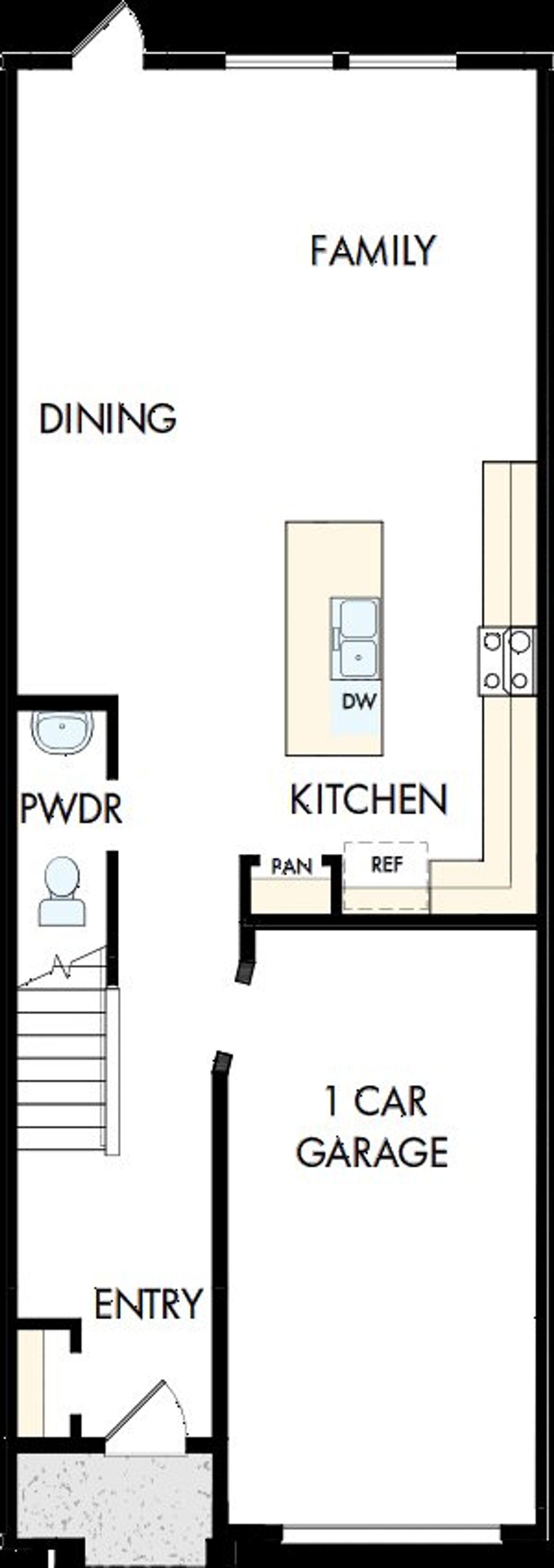 2D floor plan layout of this home in Waterset Townhomes, Apollo Beach, FL (Image 2).