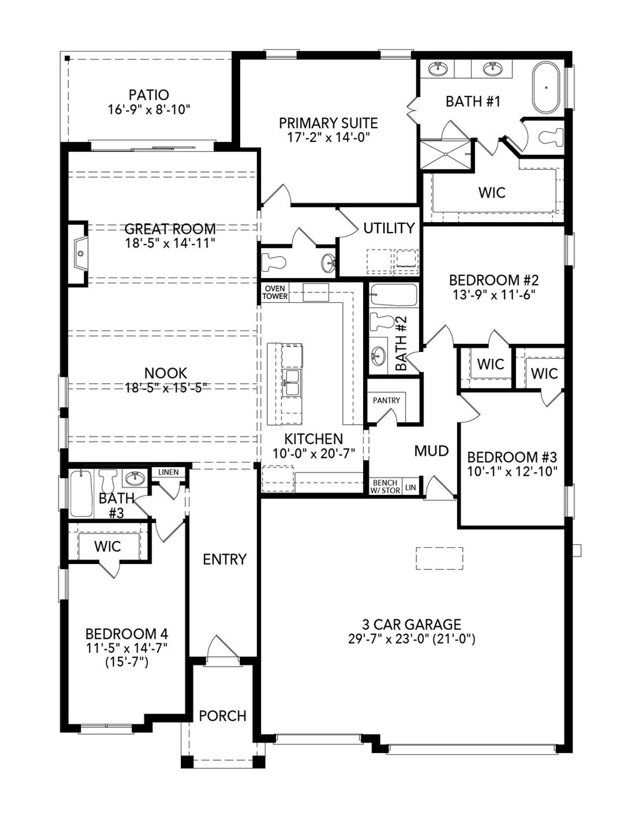 2D floor plan layout of this home in Country Lakes, Denton, TX (Image 2).