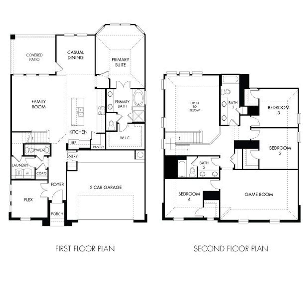2D floor plan layout of this home in Riviera Pines - Classic Series, Huffman, TX (Image 2). 2D floor plan layout of this home in Riviera Pines - Classic Series, Huffman, TX (Image 2).