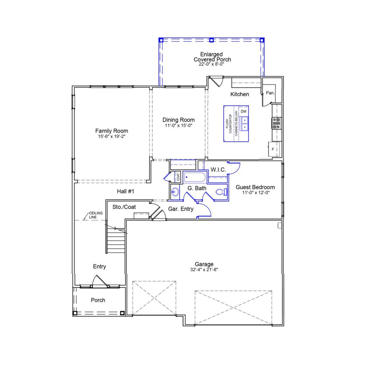 2D floor plan layout of this home in Fieldstone, Lexington, NC (Image 2).