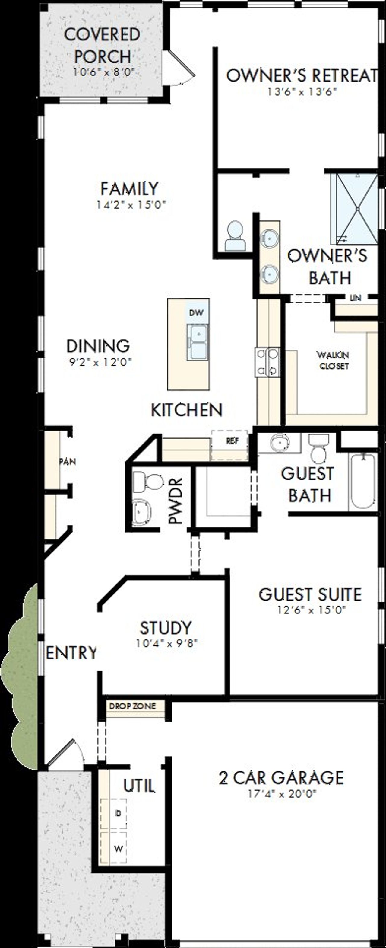 2D floor plan layout of this home in Kissing Tree – Grove Series, San Marcos, TX (Image 2). 2D floor plan layout of this home in Kissing Tree – Grove Series, San Marcos, TX (Image 2).
